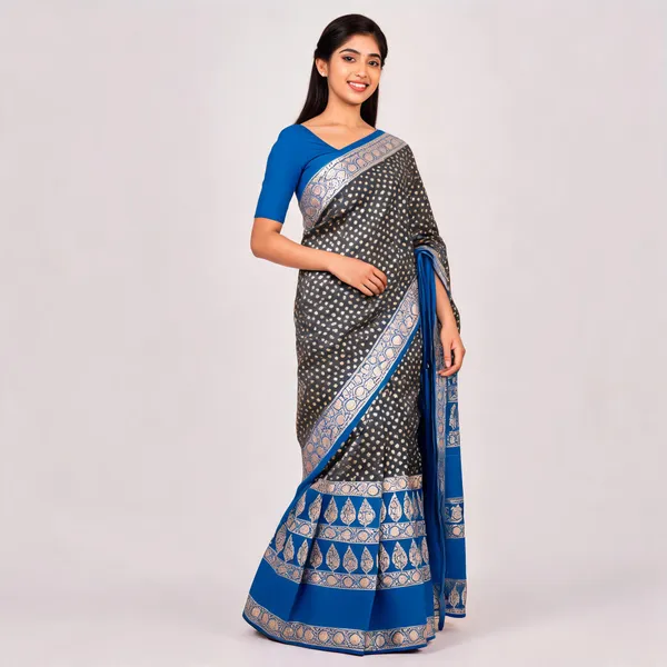 Blue_Black_Art_Dupion_Silk_Woven_Traditional_Saree_For_Women