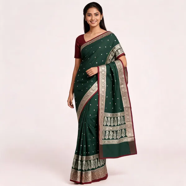 Dark_Green_Art_Moonga_Silk_Woven_Saree_For_Women
