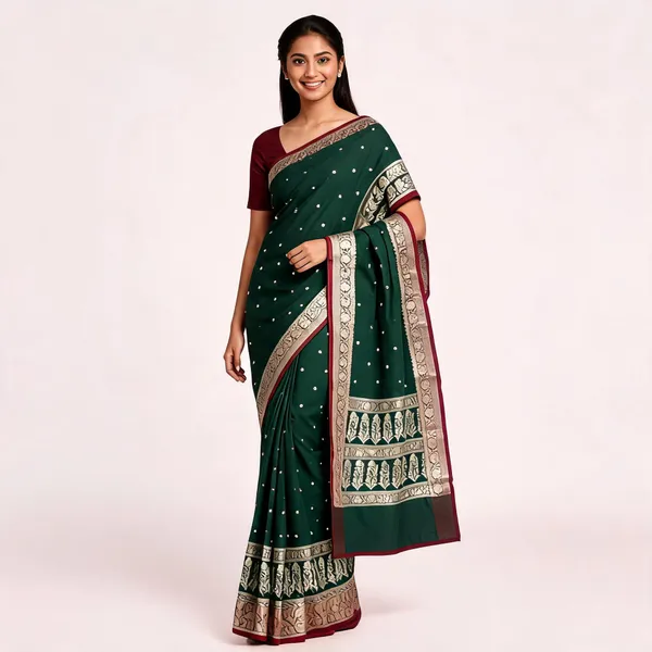 Dark_Green_Art_Moonga_Silk_Woven_Saree_For_Women