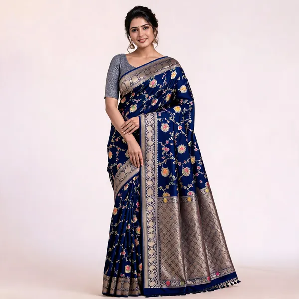 Navy_Blue_Art_Silk_Floral_Woven_Saree_For_Women