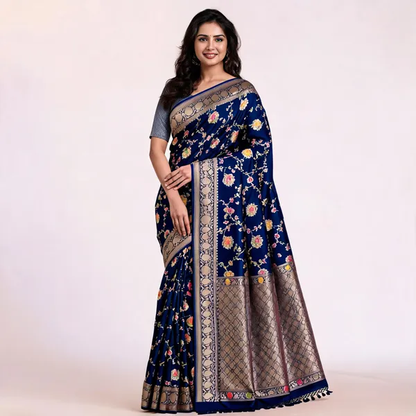 Navy_Blue_Art_Silk_Floral_Woven_Saree_For_Women