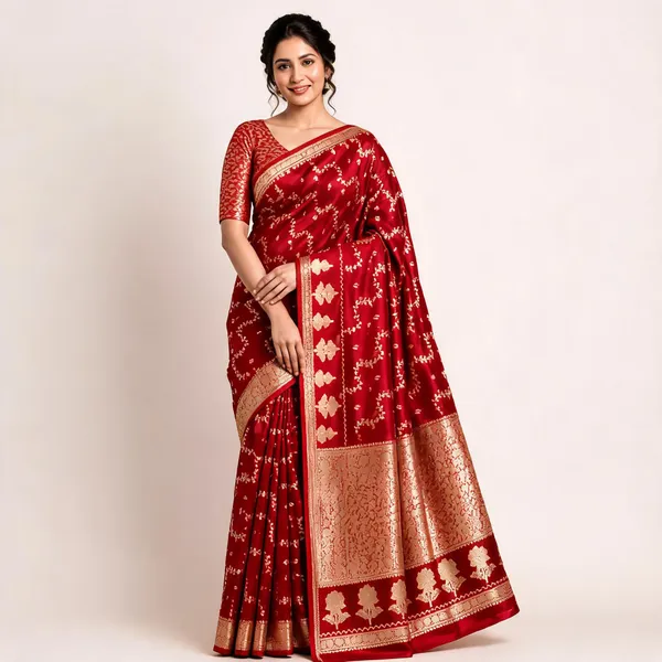 Red_Art_Dupion_Silk_Woven_Brocade_Saree_For_Women