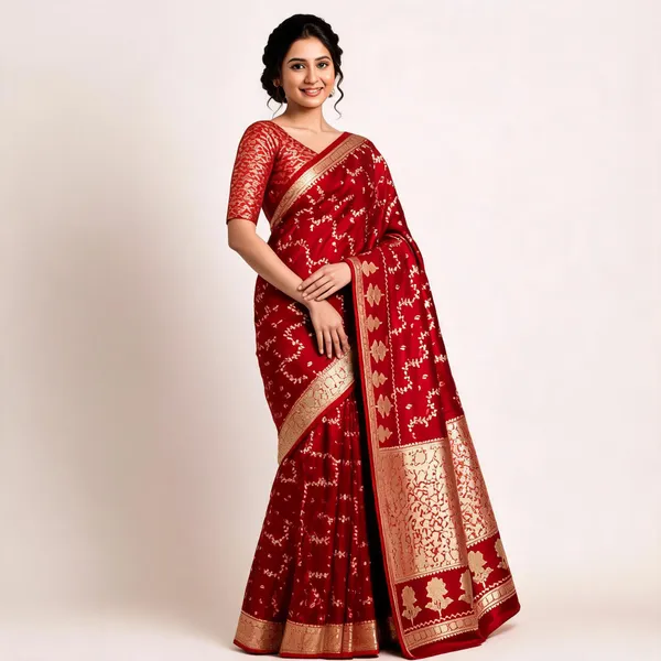 Red_Art_Dupion_Silk_Woven_Brocade_Saree_For_Women