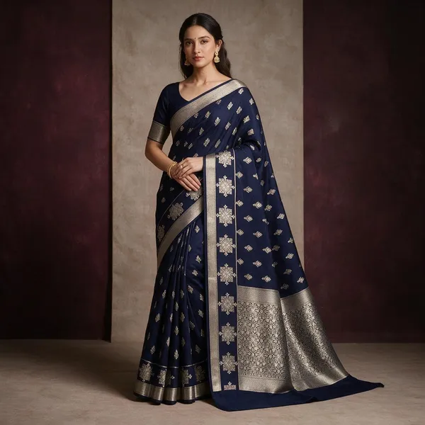 Navy_Blue_Woven_Saree_For_Women