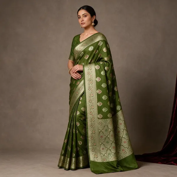 Green_Woven_Traditional_Saree_For_Women