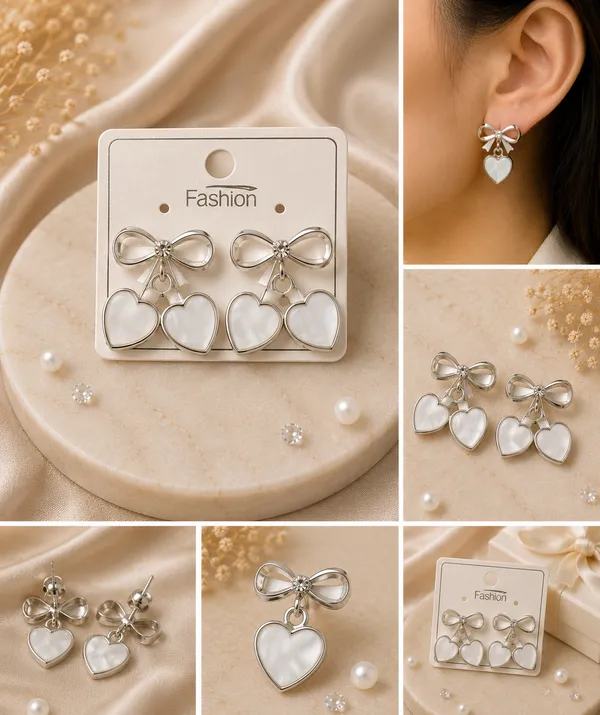 Silver_Tone_Bow_Heart_Drop_Earrings_for_Women