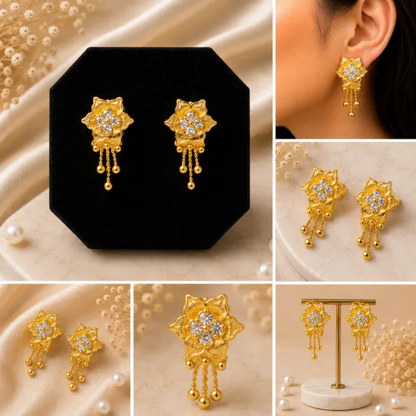 Gold_Tone_Floral_Drop_Earrings_for_Women