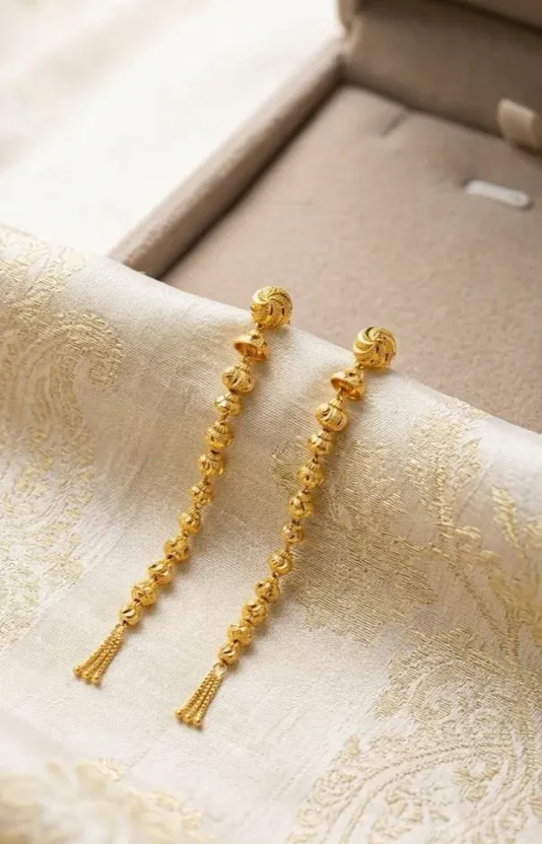 The_Golden_Heirloom_Textural_Bead_Linear_Earrings