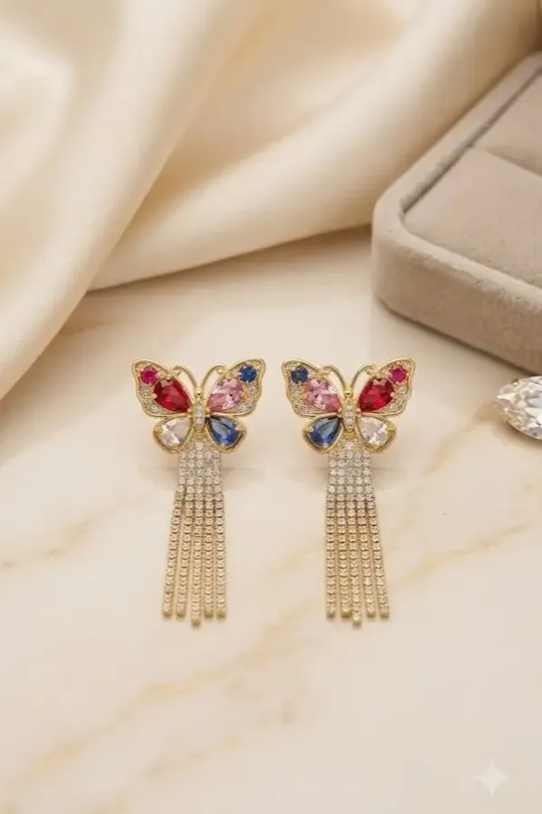 The_Fluttering_Radiance_Multicolour_Butterfly_Tassel_Earrings