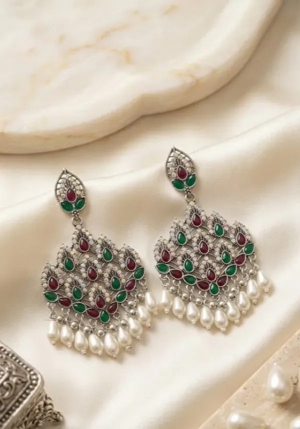 The_Royal_Kaleidoscope_Navratna_Oxidized_Chandbalis_With_Pearl_Fringe