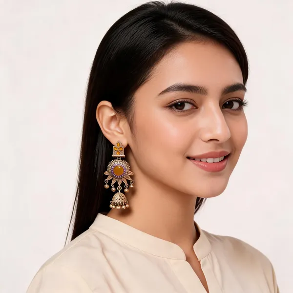 Yellow_Alloy_Earrings_For_Women