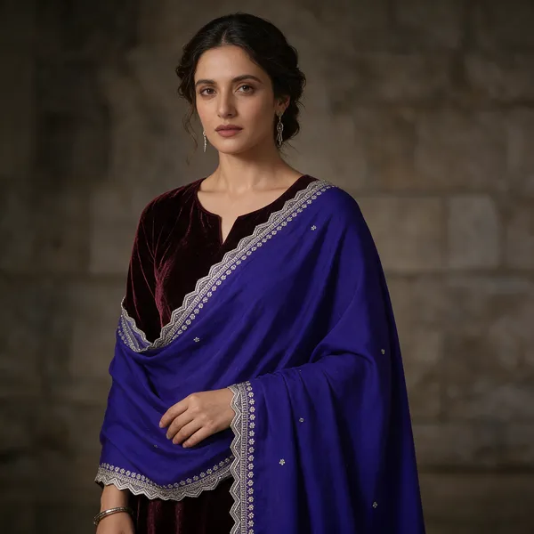 Royal_Blue_Embellished_Cutwork_Dupatta_For_Women