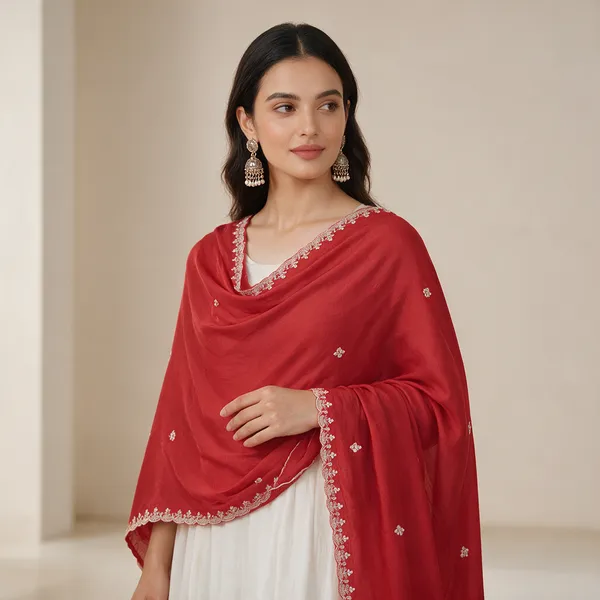 Red_Embroidered_Cutwork_Dupatta_For_Women