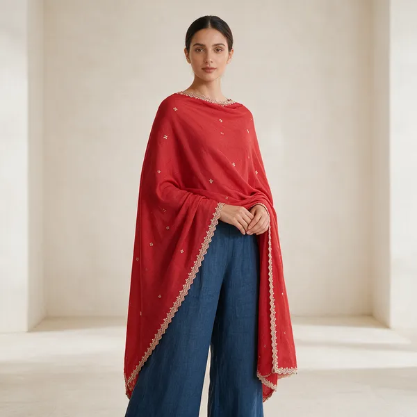 Red_Embellished_Cutwork_Dupatta_For_Women