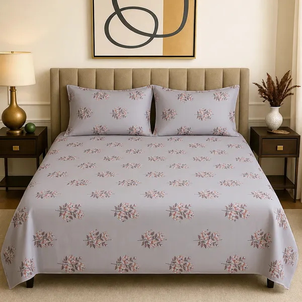 Premium_Cotton_Double_Bedsheet_With_2_Pillow_Covers_|_190_Tc_Soft_Fabric_|_Heritage_Print_|_250_X_230_Cm_|_Skin-Friendly_And_Washable_Bed_Sheet_For_Bedroom_Home_Use_(Pink_Floral_Bunch)
