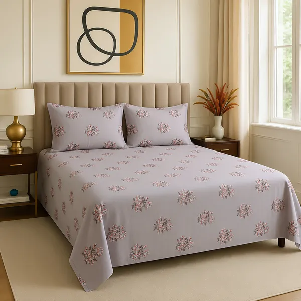 Premium_Cotton_Double_Bedsheet_With_2_Pillow_Covers_|_190_Tc_Soft_Fabric_|_Heritage_Print_|_250_X_230_Cm_|_Skin-Friendly_And_Washable_Bed_Sheet_For_Bedroom_Home_Use_(Pink_Floral_Bunch)