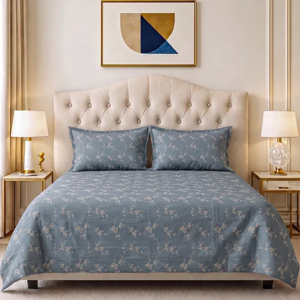 Premium_Cotton_Double_Bedsheet_With_2_Pillow_Covers_|_190_Tc_Soft_Fabric_|_Heritage_Print_|_250_X_230_Cm_|_Skin-Friendly_And_Washable_Bed_Sheet_For_Bedroom_Home_Use_(Blue_Cherry_Blossom)