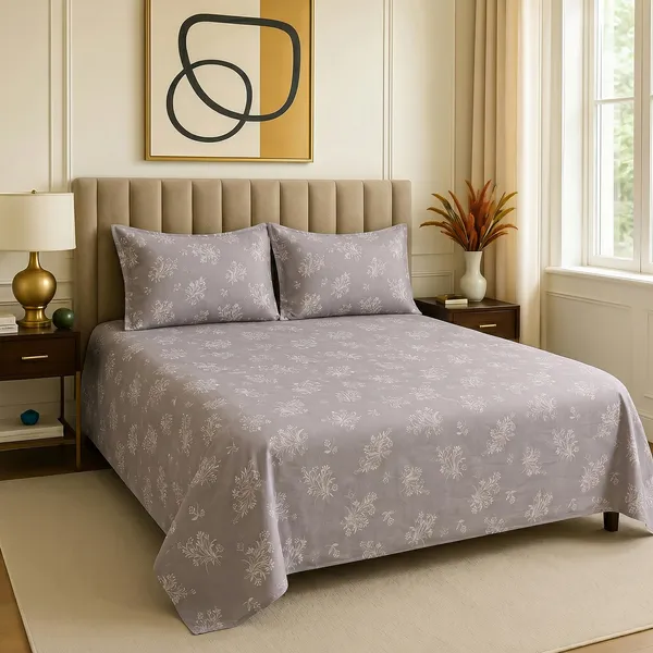 Premium_Cotton_Double_Bedsheet_With_2_Pillow_Covers_|_190_Tc_Soft_Fabric_|_Heritage_Print_|_250_X_230_Cm_|_Skin-Friendly_And_Washable_Bed_Sheet_For_Bedroom_Home_Use_(Silver_Meadow_Vine)
