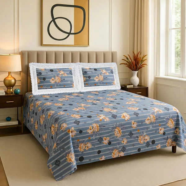 Premium_Floral_Double_Bedsheet_With_2_Lace_Border_Pillow_Covers_|_Soft_Cotton_Feel_Bedding_Set_|_Elegant_Botanical_Print_Bedsheet_For_Bedroom_Decor_(Steel_Blue_Multi)