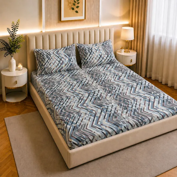 Premium_Elastic_Fitted_Bedsheet_With_2_Pillow_Covers_|_Soft_Breathable_Fabric_|_Geometric_Floral_Print_Bed_Sheet_Set_|_199_X_155_X_35_Cm_(Blue_Grey_Multi)