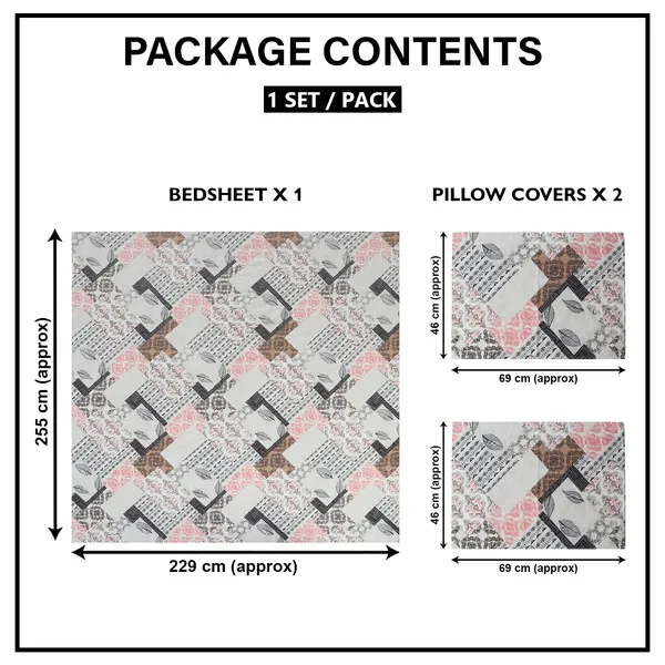 Premium_Elastic_Fitted_Bedsheet_With_2_Pillow_Covers_|_Soft_Breathable_Fabric_|_Geometric_Floral_Print_Bed_Sheet_Set_|_199_X_155_X_35_Cm_(Pink_And_Taupe)