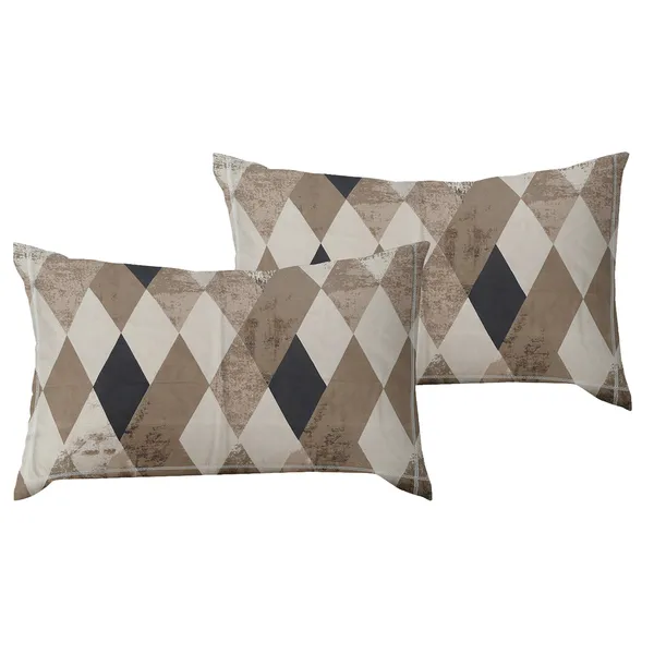 Premium_Elastic_Fitted_Bedsheet_With_2_Pillow_Covers_|_Soft_Breathable_Fabric_|_Geometric_Floral_Print_Bed_Sheet_Set_|_199_X_155_X_35_Cm_(Taupe_And_Black)