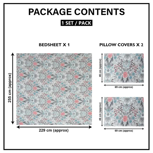 Premium_Elastic_Fitted_Bedsheet_With_2_Pillow_Covers_|_Soft_Breathable_Fabric_|_Geometric_Floral_Print_Bed_Sheet_Set_|_199_X_155_X_35_Cm_(Grey_And_Aqua)