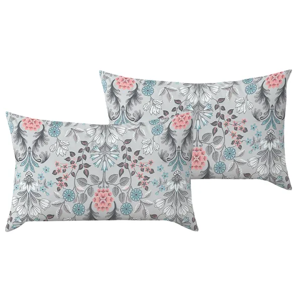 Premium_Elastic_Fitted_Bedsheet_With_2_Pillow_Covers_|_Soft_Breathable_Fabric_|_Geometric_Floral_Print_Bed_Sheet_Set_|_199_X_155_X_35_Cm_(Grey_And_Aqua)