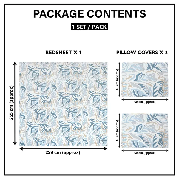 Premium_Elastic_Fitted_Bedsheet_With_2_Pillow_Covers_|_Soft_Breathable_Fabric_|_Geometric_Floral_Print_Bed_Sheet_Set_|_199_X_155_X_35_Cm_(Ice_Blue_And_Taupe)