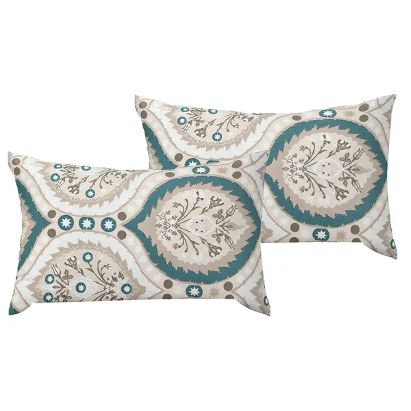 Premium_Elastic_Fitted_Bedsheet_With_2_Pillow_Covers_|_Soft_Breathable_Fabric_|_Geometric_Floral_Print_Bed_Sheet_Set_|_199_X_155_X_35_Cm_(Teal_And_Beige)