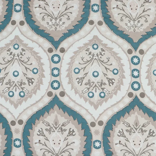 Premium_Elastic_Fitted_Bedsheet_With_2_Pillow_Covers_|_Soft_Breathable_Fabric_|_Geometric_Floral_Print_Bed_Sheet_Set_|_199_X_155_X_35_Cm_(Teal_And_Beige)