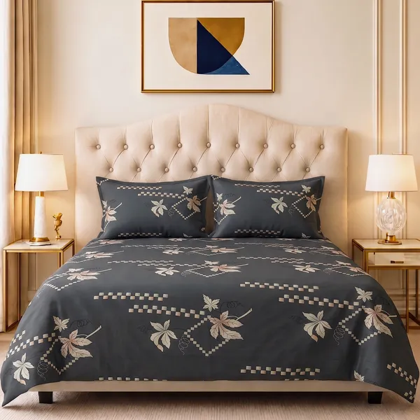 Premium_Bedsheet_With_2_Quilted_Pillow_Covers_|_Soft_Double_Bed_Sheet_Set_|_Elegant_Print_Bedding_|_250_X_230_Cm_(Navy_Blue_And_Ivory)