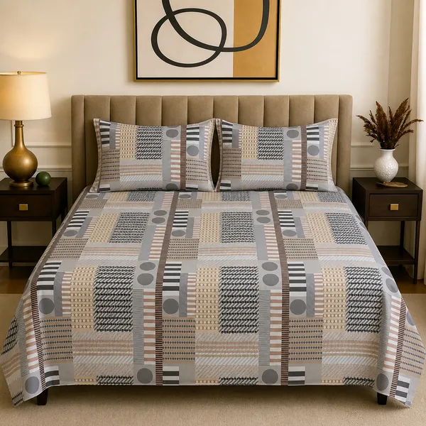 Premium_Bedsheet_With_2_Quilted_Pillow_Covers_|_Soft_Double_Bed_Sheet_Set_|_Elegant_Print_Bedding_|_250_X_230_Cm_(Beige_And_Charcoal)