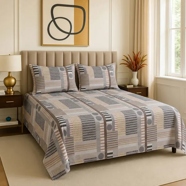 Premium_Bedsheet_With_2_Quilted_Pillow_Covers_|_Soft_Double_Bed_Sheet_Set_|_Elegant_Print_Bedding_|_250_X_230_Cm_(Beige_And_Charcoal)