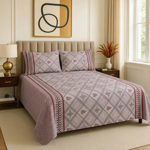 Premium_Bedsheet_With_2_Quilted_Pillow_Covers_|_Soft_Double_Bed_Sheet_Set_|_Elegant_Print_Bedding_|_250_X_230_Cm_(Coral_Red_And_Soft_Grey)
