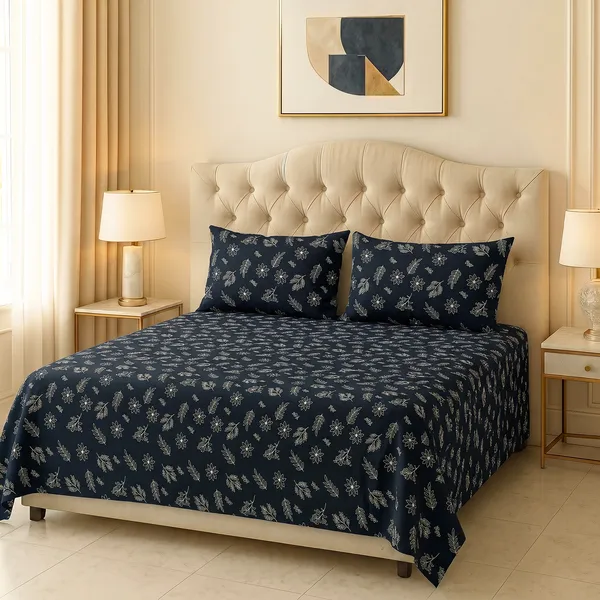 Premium_Bedsheet_With_2_Quilted_Pillow_Covers_|_Soft_Double_Bed_Sheet_Set_|_Elegant_Print_Bedding_|_250_X_230_Cm_(Navy_Blue_And_White)