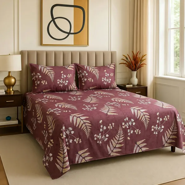 Premium_Printed_Double_Bedsheet_With_2_Pillow_Covers_|_Soft_And_Breathable_Bedding_Set_|_Elegant_Floral_And_Modern_Designs_|_250_X_230_Cm_(Plum_Ivory)