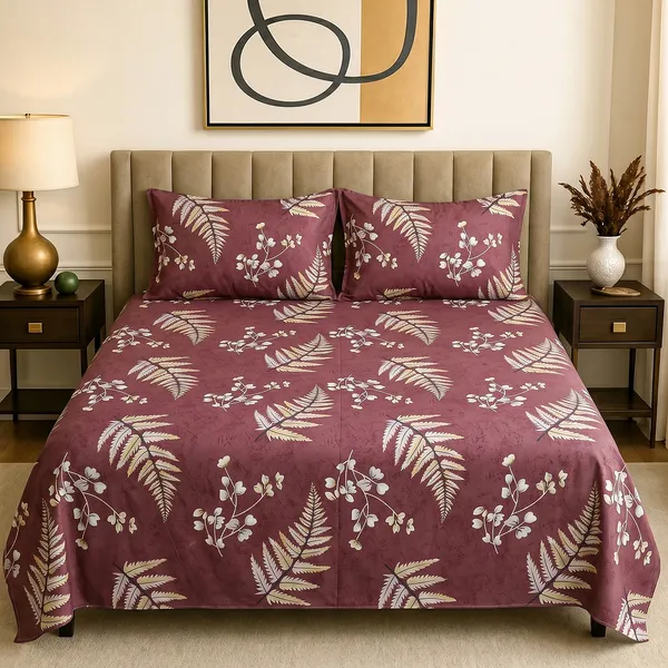 Premium_Printed_Double_Bedsheet_With_2_Pillow_Covers_|_Soft_And_Breathable_Bedding_Set_|_Elegant_Floral_And_Modern_Designs_|_250_X_230_Cm_(Plum_Ivory)