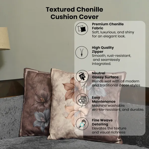 Velvet_Floral_Cushion_Covers,_Green_And_Cream_With_Lily_Pattern,_Decorative_Throw_Pillow_Cover_For_Living_Room,_16_X_16_Inch,_Set_Of_5_Pieces_(Brown)