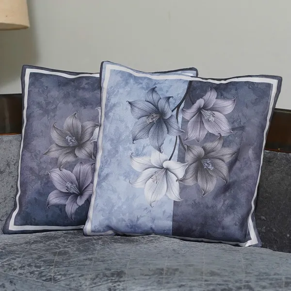 Velvet_Floral_Cushion_Covers,_Green_And_Cream_With_Lily_Pattern,_Decorative_Throw_Pillow_Cover_For_Living_Room,_16_X_16_Inch,_Set_Of_2_Pieces_(Grey)