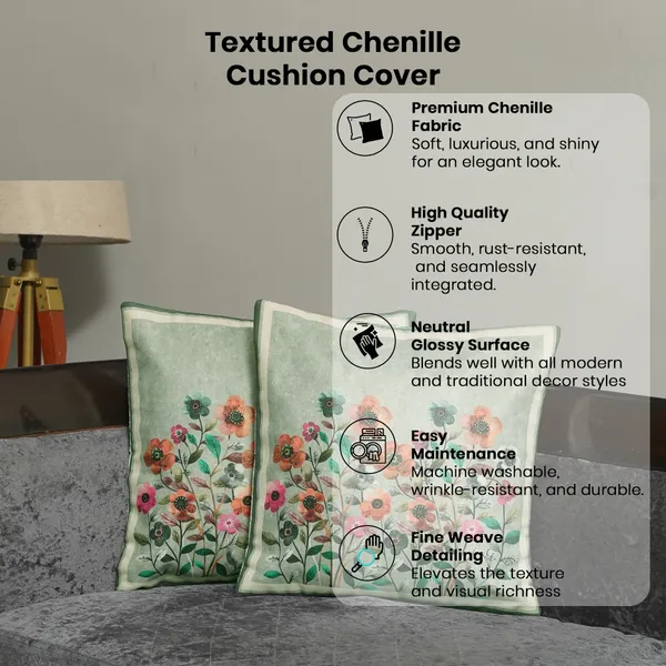 Decorative_Velvet_Floral_Cushion_Covers,_With_Peach_Flowers,_16_X_16_Inch,_Set_Of_3_Pieces,_Embroidered_Border_Design_For_Home_Decor_(Green)
