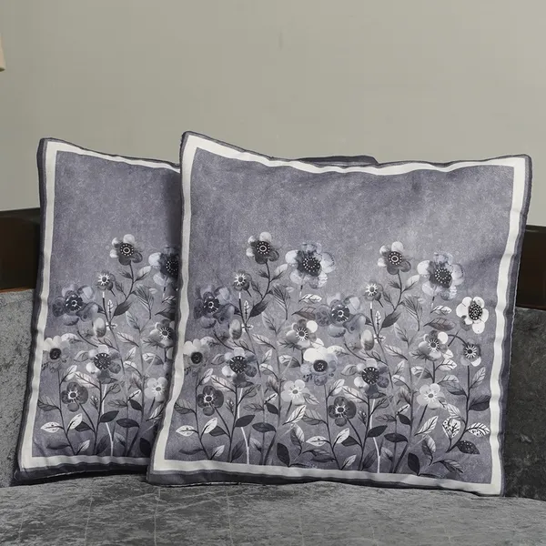 Decorative_Velvet_Floral_Cushion_Covers,_With_Peach_Flowers,_16_X_16_Inch,_Set_Of_2_Pieces,_Embroidered_Border_Design_For_Home_Decor_(Grey)