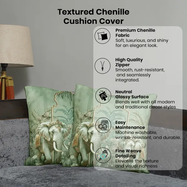 Royal_Elephant_Decorative_Velvet_Cushion_Covers,_3D_Crowned_Elephant_Design_With_Gold_Palm_Pattern,_16_X_16_Inch,_Set_Of_3_Pieces_(Green)