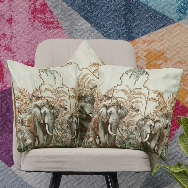Royal_Elephant_Decorative_Velvet_Cushion_Covers,_3D_Crowned_Elephant_Design_With_Gold_Palm_Pattern,_16_X_16_Inch,_Set_Of_3_Pieces_(Beige)