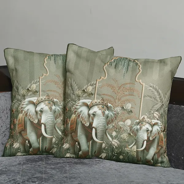 Royal_Elephant_Decorative_Velvet_Cushion_Covers,_3D_Crowned_Elephant_Design_With_Gold_Palm_Pattern,_16_X_16_Inch,_Set_Of_2_Pieces_(Brown)
