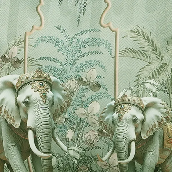 Royal_Elephant_Decorative_Velvet_Cushion_Covers,_3D_Crowned_Elephant_Design_With_Gold_Palm_Pattern,_16_X_16_Inch,_Set_Of_2_Pieces_(Green)