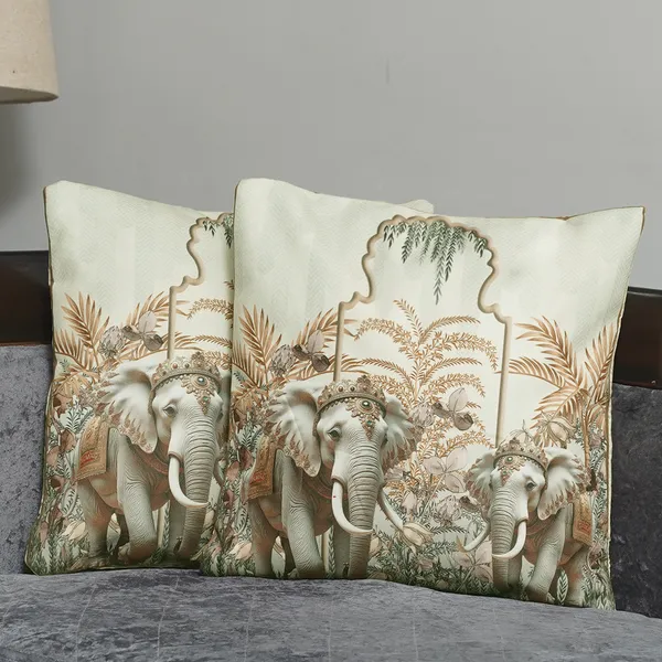 Royal_Elephant_Decorative_Velvet_Cushion_Covers,_3D_Crowned_Elephant_Design_With_Gold_Palm_Pattern,_16_X_16_Inch,_Set_Of_2_Pieces_(Beige)