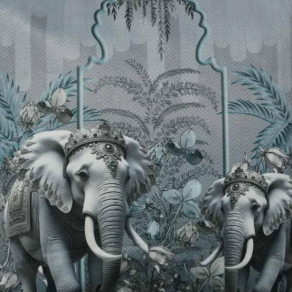Royal_Elephant_Decorative_Velvet_Cushion_Covers,_3D_Crowned_Elephant_Design_With_Gold_Palm_Pattern,_16_X_16_Inch,_Set_Of_2_Pieces_(Grey)
