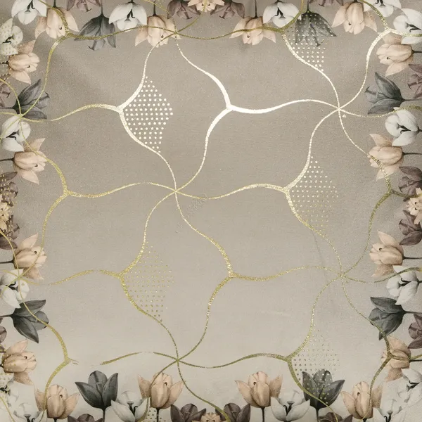 Luxury_Velvet_Cushion_Covers,_Cream_White_With_Grey_Tulip_Border_And_Gold_Foil_Pattern,_16_X_16_Inch,_Set_Of_5_Pieces_(Brown)