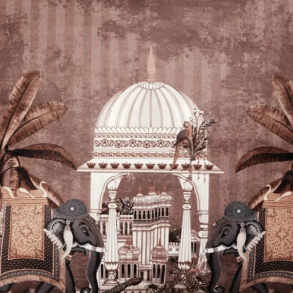 Luxury_Velvet_Elephant_Palace_Decorative_Throw_Pillow_Covers,_Traditional_Indian_Design,_16_X_16_Inch,_Set_Of_5_Pieces_(Brown)